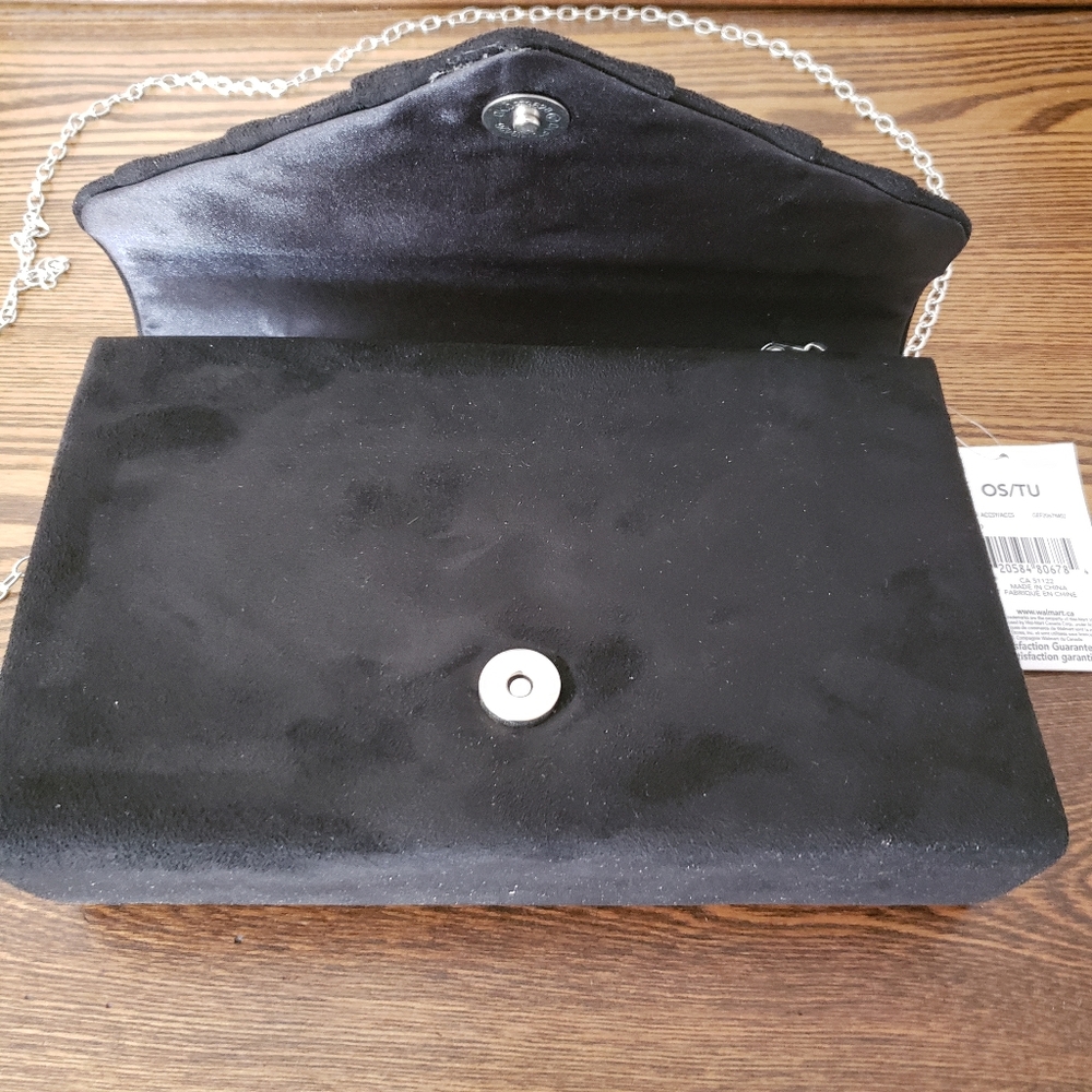 George Evening Bag Suede Pleated Clutch - Black - Picture 5 of 7